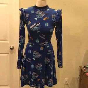 Hanukkah blue velvet dress